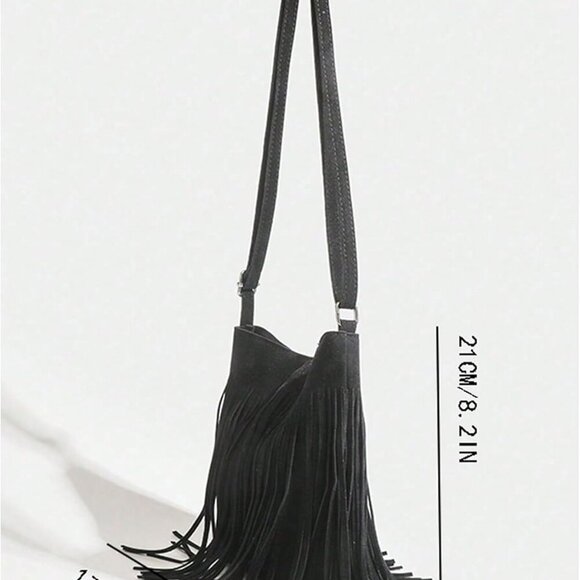Women's Fringe Hobo Bag Crossbody Tassel Shoulder Purse Western Style - Picture 6 of 6